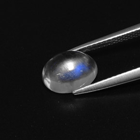 Pedra da Lua Arco-íris Branco azulado Natural 2.03ct, Corte Oval, Transparente