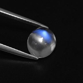 Pedra da lua arco-íris branco natural 2,42ct, corte oval, transparente