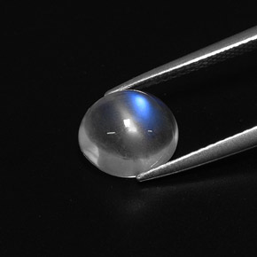 Pedra da lua arco-íris branco natural 2,42ct, corte oval, transparente