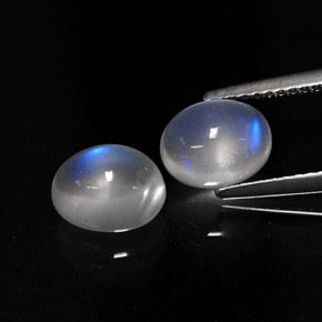 Pedras preciosas de Pedra da Lua Arco-íris Branco azulado natural de  ct, Corte Oval, Translúcido