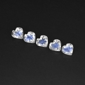 Pedras preciosas de pedra da lua arco-íris branco natural de  ct, formato de coração, transparente