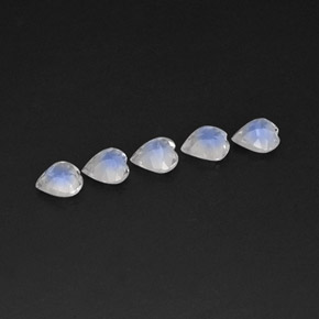 Pedras preciosas de pedra da lua arco-íris branco natural de  ct, formato de coração, transparente