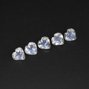 Pedras preciosas de pedra da lua arco-íris branco natural de  ct, formato de coração, transparente