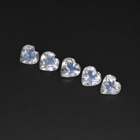 Pedras preciosas de pedra da lua arco-íris branco natural de  ct, formato de coração, transparente