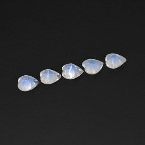 Pedras preciosas de pedra da lua arco-íris branco natural de  ct, formato de coração, transparente