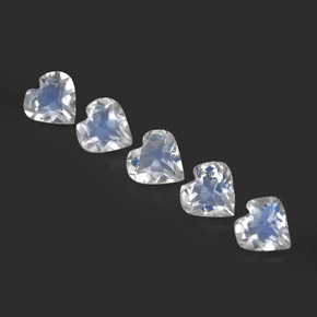 Pedras preciosas de pedra da lua arco-íris branco natural de  ct, formato de coração, transparente