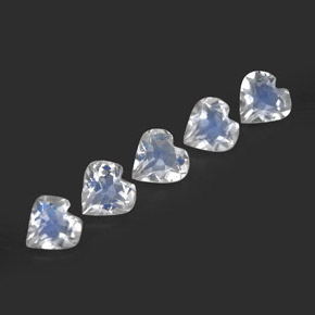 Pedras preciosas de pedra da lua arco-íris branco natural de  ct, formato de coração, transparente