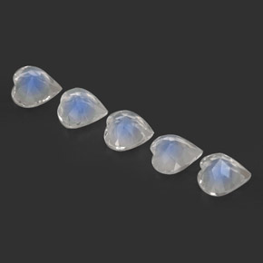 Pedras preciosas de pedra da lua arco-íris branco natural de  ct, formato de coração, transparente