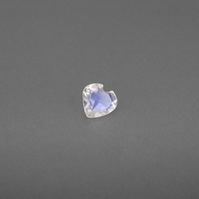 Pedra da lua arco-íris branco natural 0,13ct, formato de coração, transparente