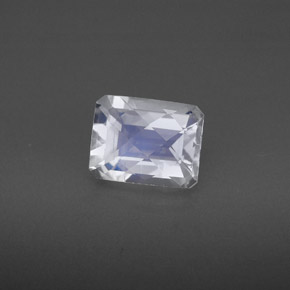 Pedra da lua arco-íris azul natural 1,82ct, corte esmeralda, VS