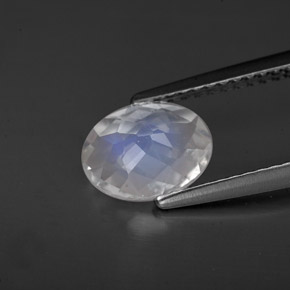 Pedra da lua arco-íris branco natural 1,08ct, corte oval, VS