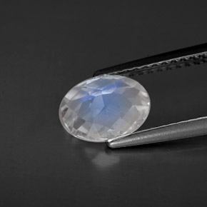 Pedra da lua arco-íris branco natural 1,04ct, corte oval, VS