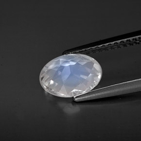 Pedra da Lua Arco-íris Branco azulado Natural 1.13ct, Corte Oval, VS