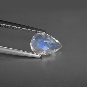 Pedra da lua arco-íris branco natural 0,79ct, formato de pêra, VS