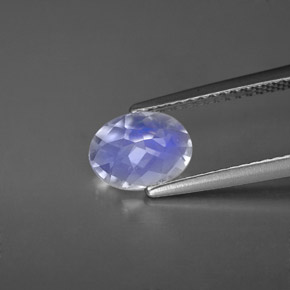Pedra da lua arco-íris branco natural 0,94ct, corte oval, VS