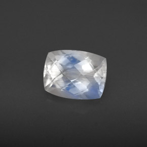 Pedra da lua arco-íris branco natural 1,58ct, almofada cortada, VS
