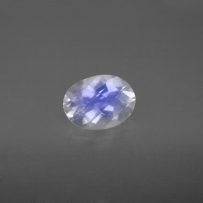 Pedra da lua arco-íris branco natural 0,99ct, corte oval, VVS-VS