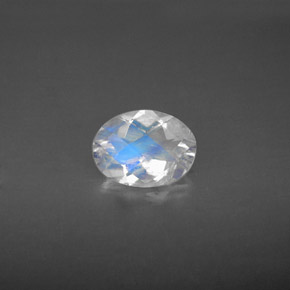Pedra da lua arco-íris branco natural 0,94ct, corte oval, VS-SI