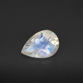 Pedra da Lua Arco-íris Branco azulado Natural 1.07ct, Formato de pêra, VS-SI