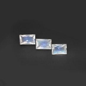 Pedras preciosas de pedra da lua arco-íris branco natural de 1,39 ct, baguete, VS