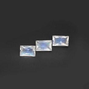 Pedras preciosas de pedra da lua arco-íris branco natural de 1,39 ct, baguete, VS