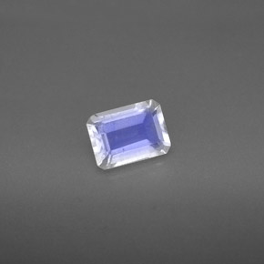 Pedra da lua arco-íris branco natural 0,81ct, corte esmeralda, VS