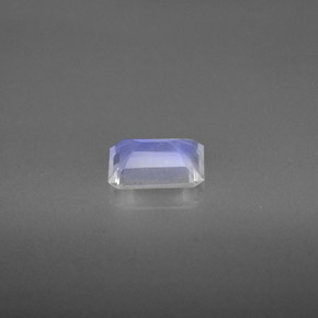 Pedra da lua arco-íris branco natural 0,81ct, corte esmeralda, VS