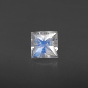 Pedra da lua arco-íris branco natural 0,62ct, quadrado, VS