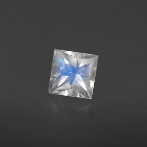 Pedra da lua arco-íris branco natural 0,62ct, quadrado, VS