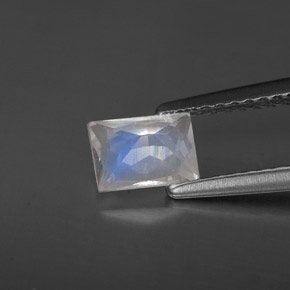 Pedra da lua arco-íris branco natural 0,64ct, baguete, VS