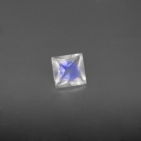 Pedra da lua arco-íris branco natural 0,56ct, quadrado, VS