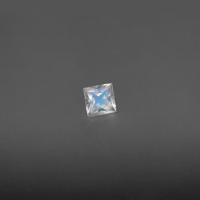 Pedra da lua arco-íris branco natural 0,19ct, quadrado, VS