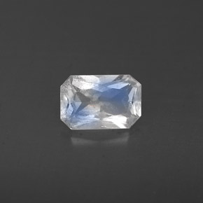Pedra da lua arco-íris branco natural 0,47ct, corte esmeralda, VS