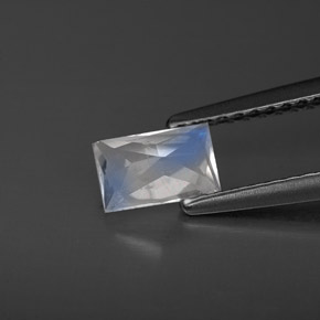 Pedra da Lua Arco-íris Branco azulado Natural 0.53ct, baguete, VS