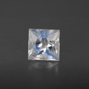 Pedra da lua arco-íris branco natural 0,56ct, quadrado, VS