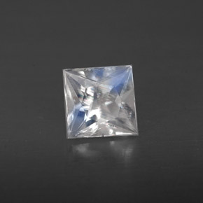 Pedra da lua arco-íris branco natural 0,56ct, quadrado, VS