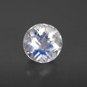 Pedra da lua arco-íris branco natural 1,44ct, corte redondo, VS