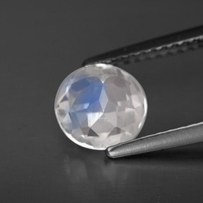 Pedra da lua arco-íris branco natural 1,44ct, corte redondo, VS