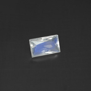 Pedra da lua arco-íris branco natural 0,42ct, baguete, transparente