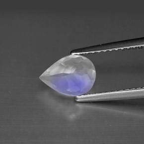 Pedra da lua arco-íris branco natural 0,95ct, formato de pêra, VS