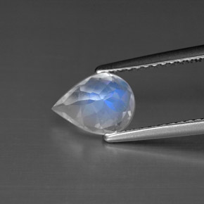 Pedra da lua arco-íris branco natural 1,02ct, formato de pêra, VS