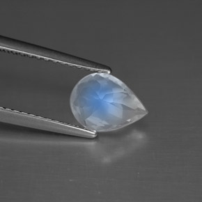Pedra da lua arco-íris branco natural 0,93ct, formato de pêra, VS