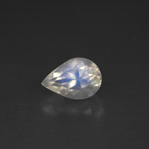 Pedra da lua arco-íris branco natural 0,77ct, formato de pêra, VS