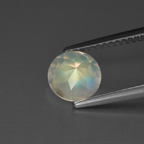 Pedra da lua arco-íris branco natural 0,97ct, corte redondo, VS