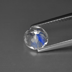 Pedra da lua arco-íris branco natural 1,03ct, corte redondo, VS