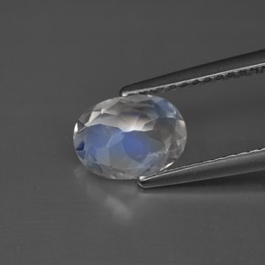 Pedra da lua arco-íris branco natural 1,08ct, corte oval, VS
