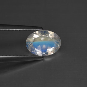 Pedra da Lua Arco-íris Branco azulado Natural 0.88ct, Corte Oval, VS