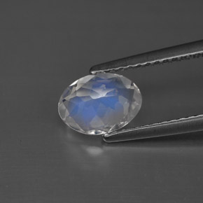 Pedra da lua arco-íris branco natural 0,92ct, corte oval, VS