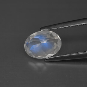 Pedra da lua arco-íris branco natural 1,01ct, corte oval, VS
