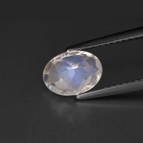 Pedra da lua arco-íris branco natural 1,14ct, corte oval, VS